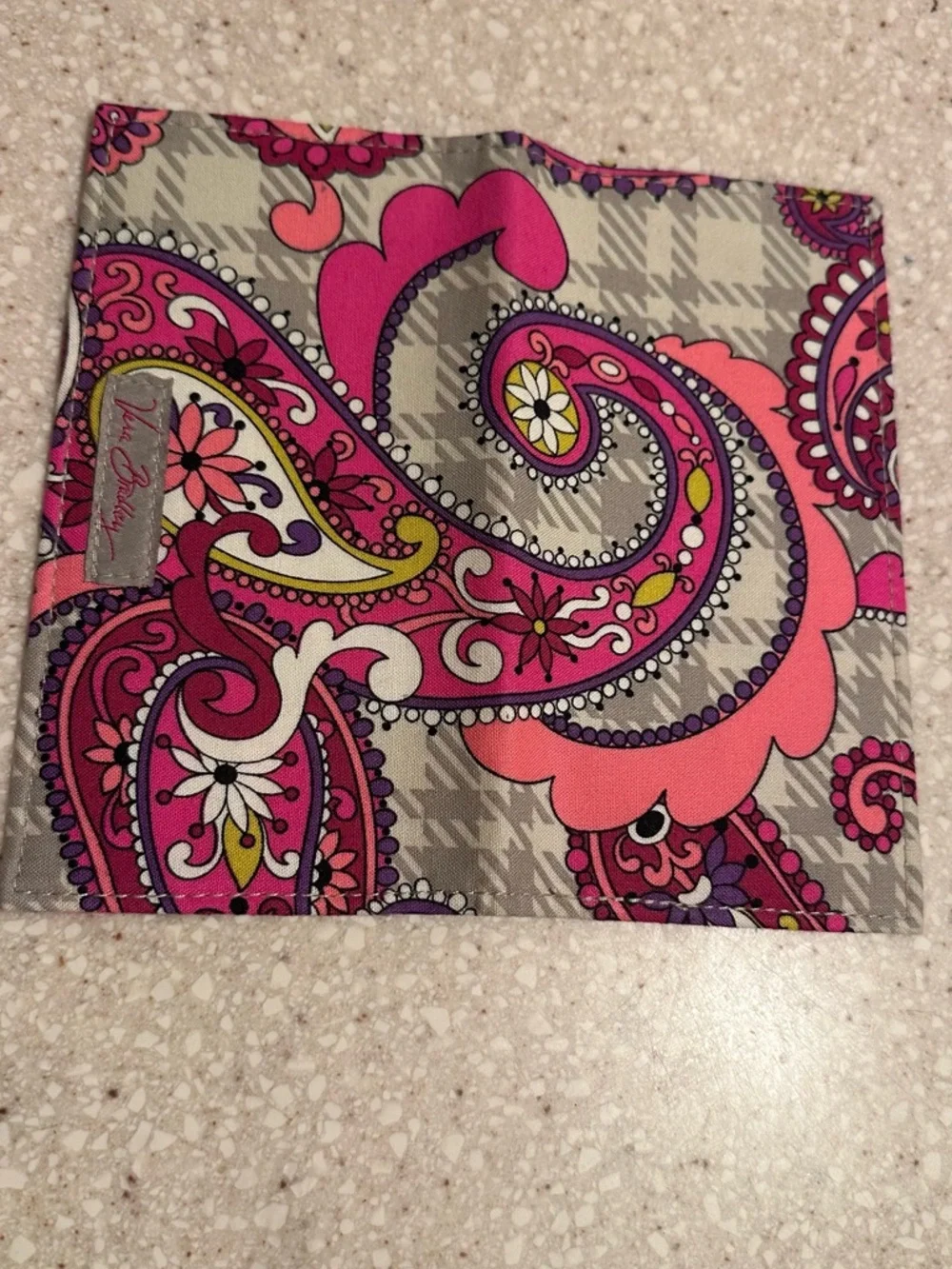 Vera Bradley "Paisley Meets Plaid" Checkbook Cover – Retired Pink & Gray Pattern - Picture 3 of 12